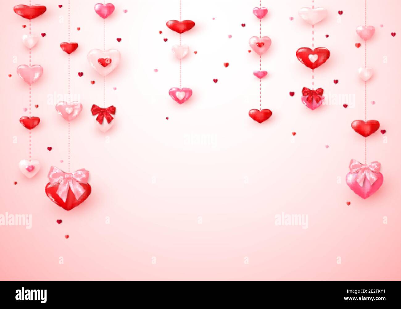 Herzkranz. Valentinstag romantische Hintergrund Herzen mit Seide Schleifen. Vektor Stock Vektor