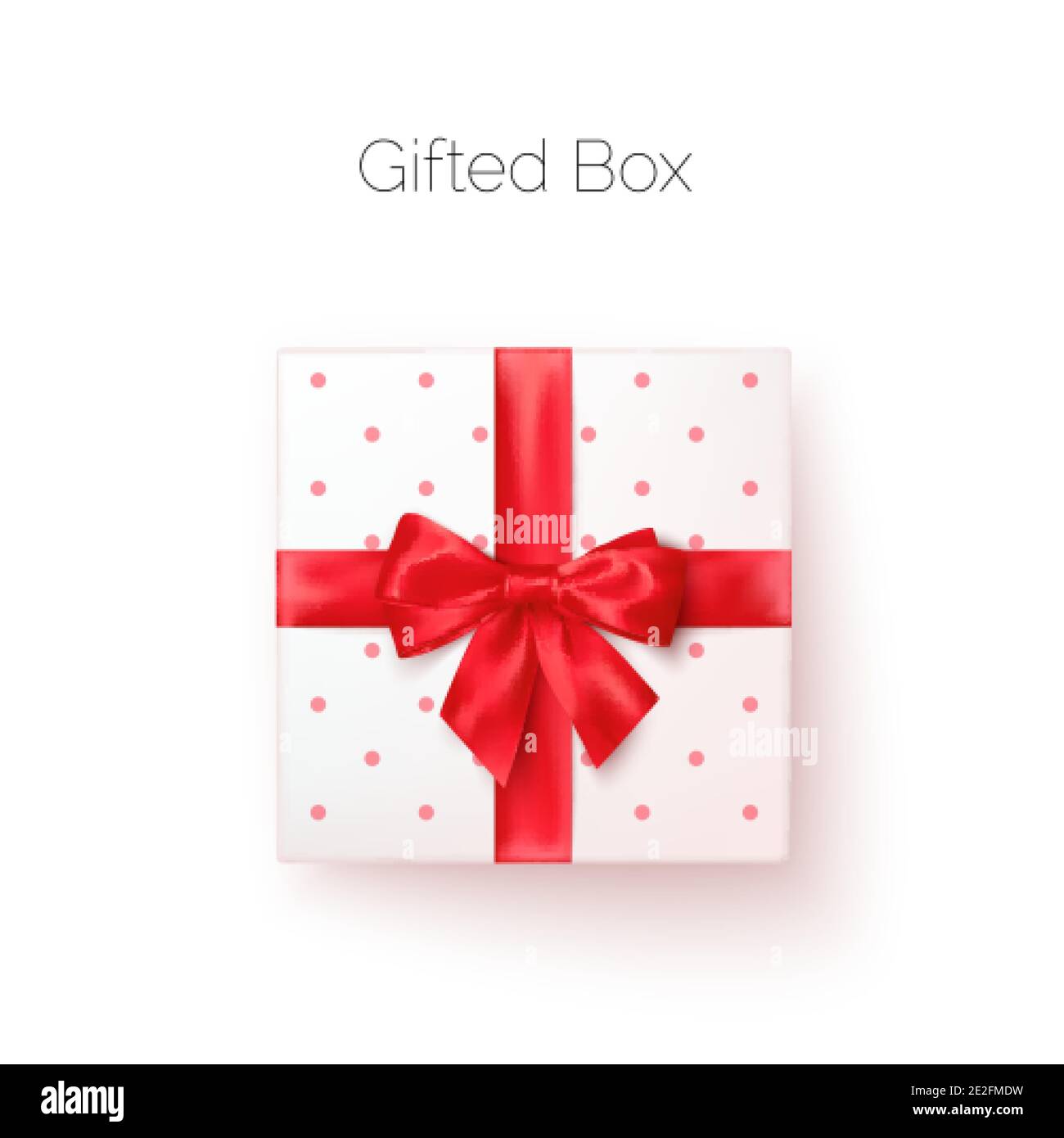 Weiße Geschenkbox mit roter Seidenschleife in realistischem Stil Draufsicht. Vektor Stock Vektor