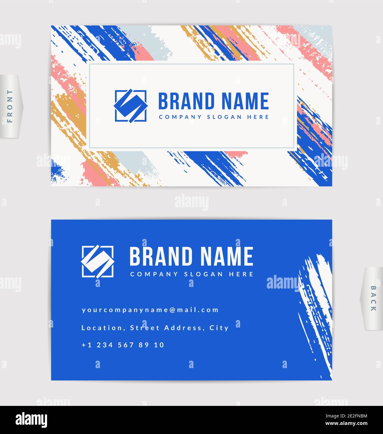 Visitenkarten-Design. Moderne Vektorvorlage mit Pinselstrichen. Stock Vektor