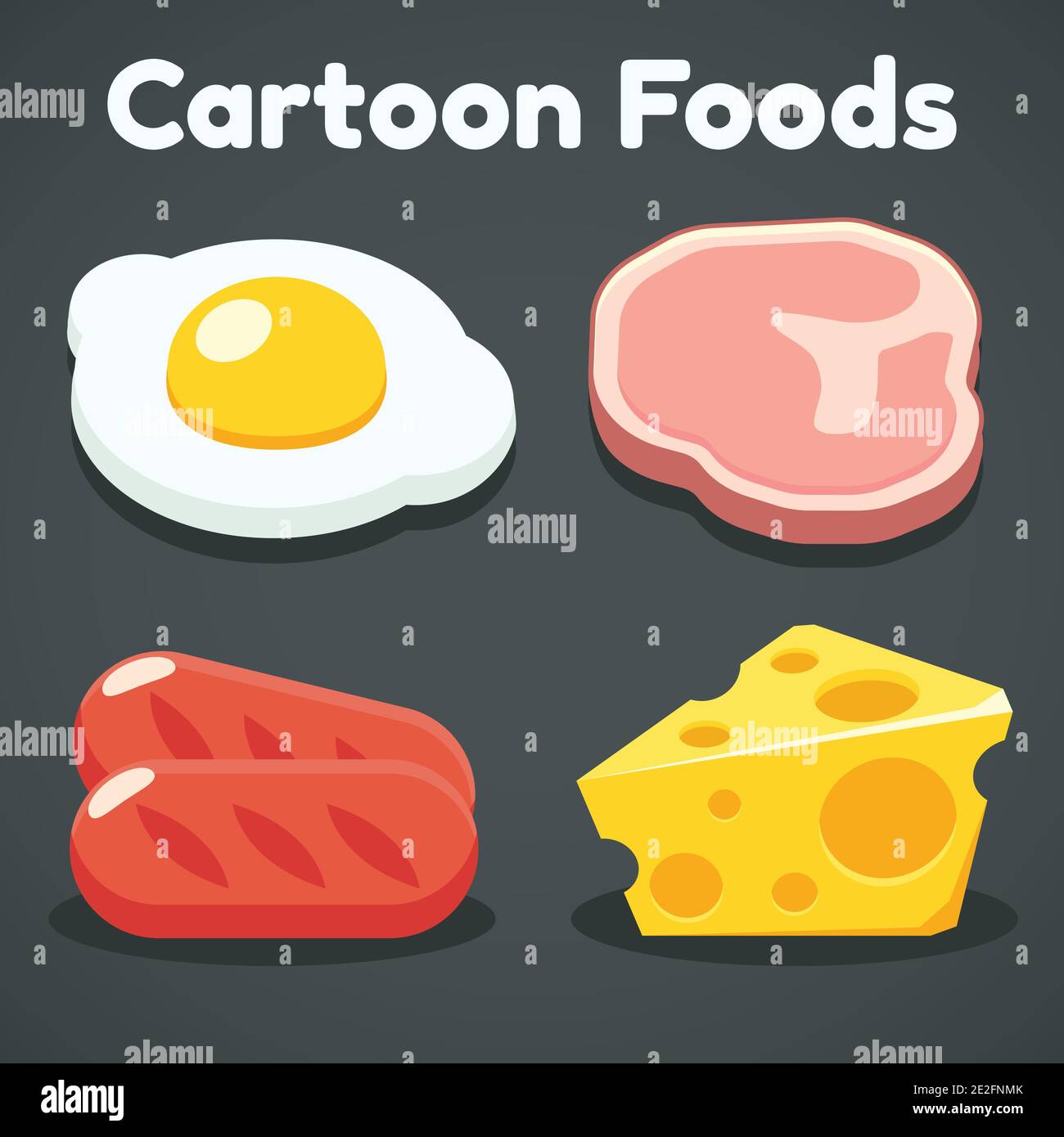 Cartoon Foods verschiedene Symbole Asset Stock Vektor