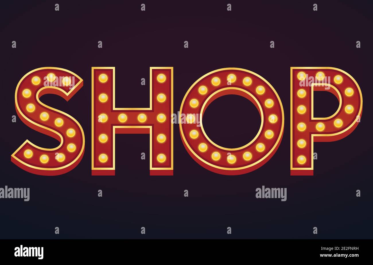 Shop Banner Alphabet Zeichen Marquee Glühbirne vintage Stock Vektor