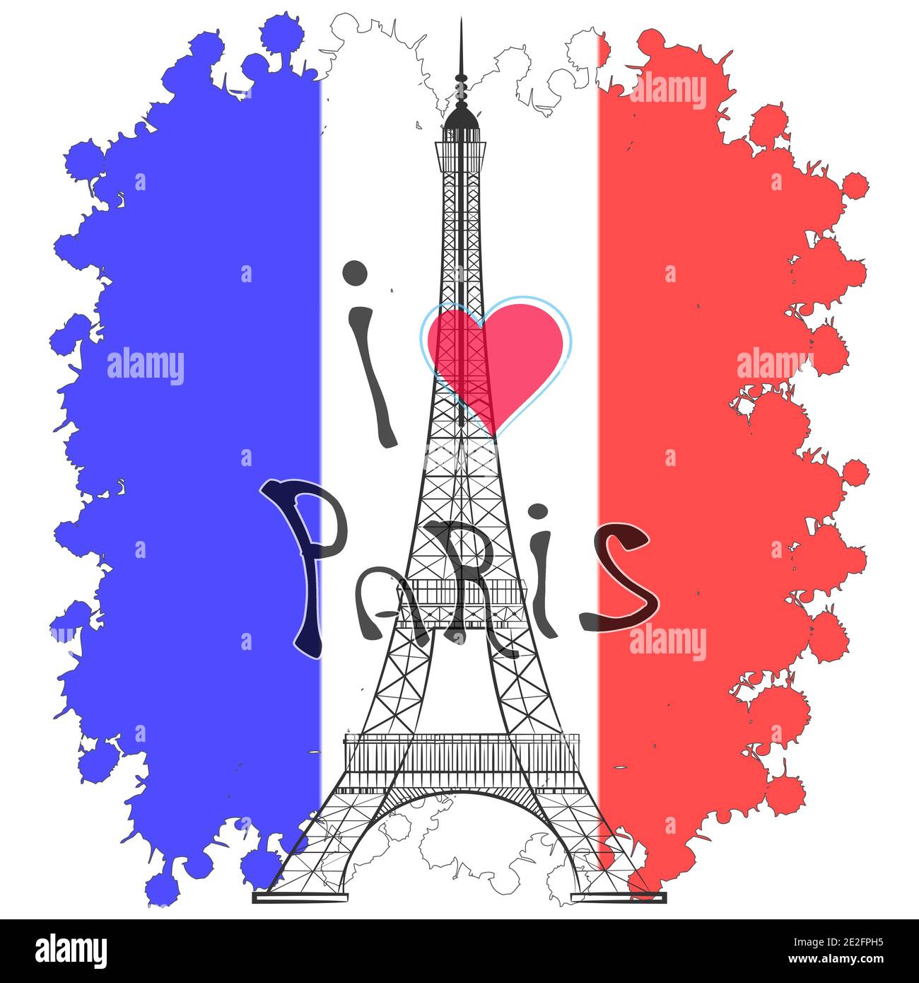 Eiffelturm auf dem Hintergrund der Flagge. Vektorgrafik. Stock Vektor