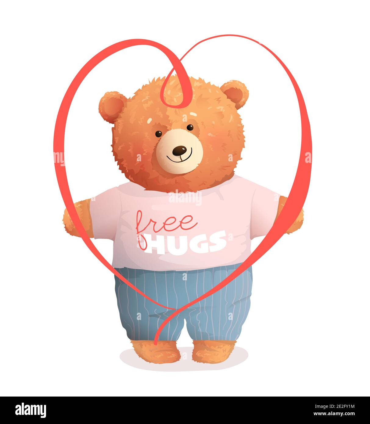 Teddybär Umarmt Holding Valentine Geschenk Herz Stock Vektor