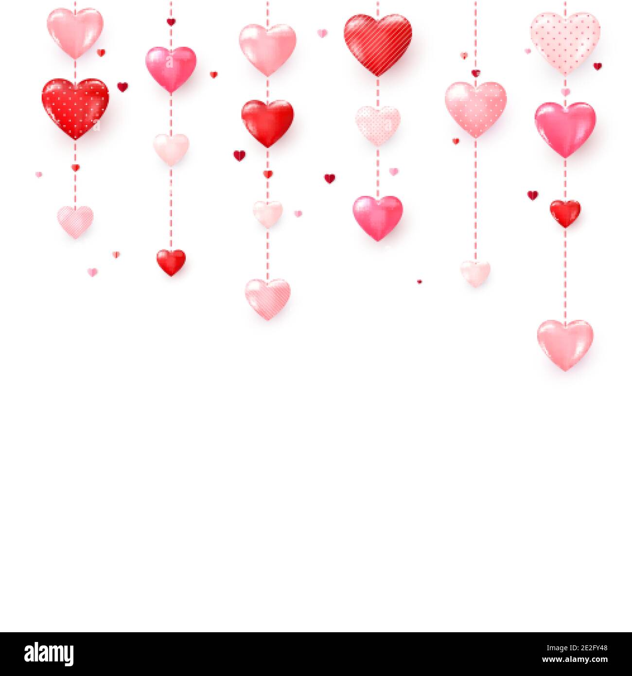 Vertikale bunte Herz Girlanden. Valentinstag romantischen Hintergrund. Vektor Stock Vektor