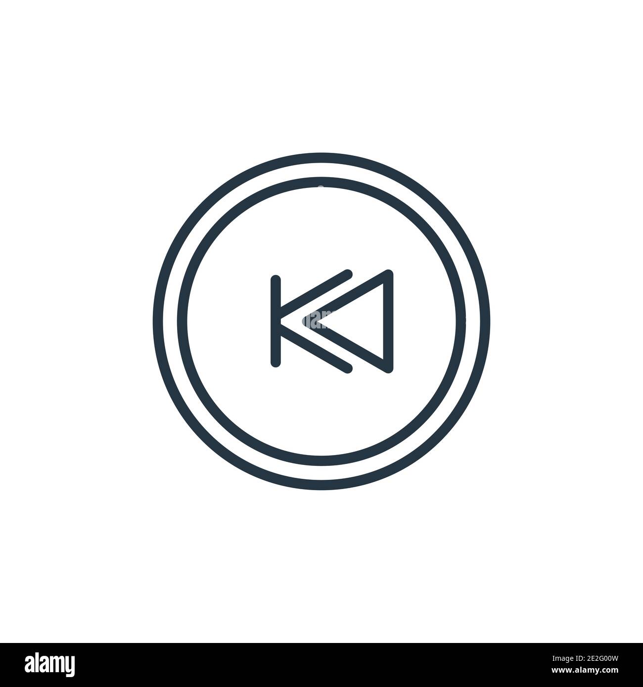 Symbol für den Umriss des Rückwärtspfeils. Dünne Linie schwarzen Pfeil rückwärts Symbol, flache Vektor einfache Element Illustration aus editierbaren Pfeilen Konzept isoliert Stock Vektor