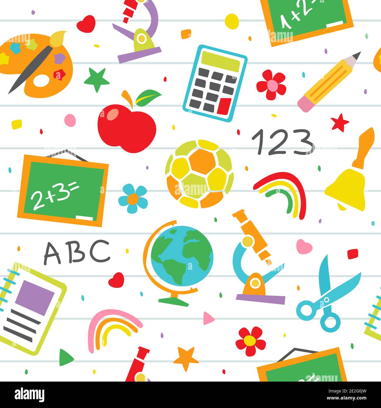 Schule nahtlose Muster kindisch Schule Vektor Hintergrund in flachen Stil Stock Vektor