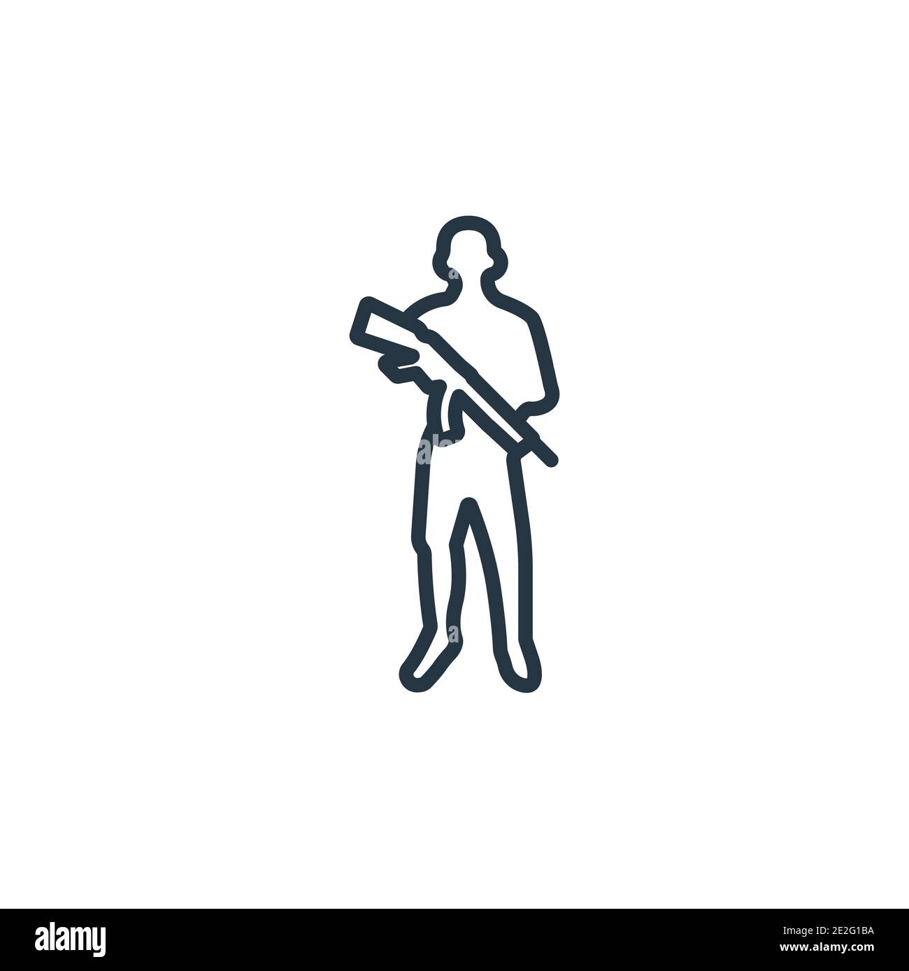 Vektor-Symbol für Infanterie-Umrisse. Dünne Linie schwarze Infanterie-Symbol, flache Vektor einfache Element Illustration aus editierbaren Armee Konzept isoliert auf weißem Rücken Stock Vektor