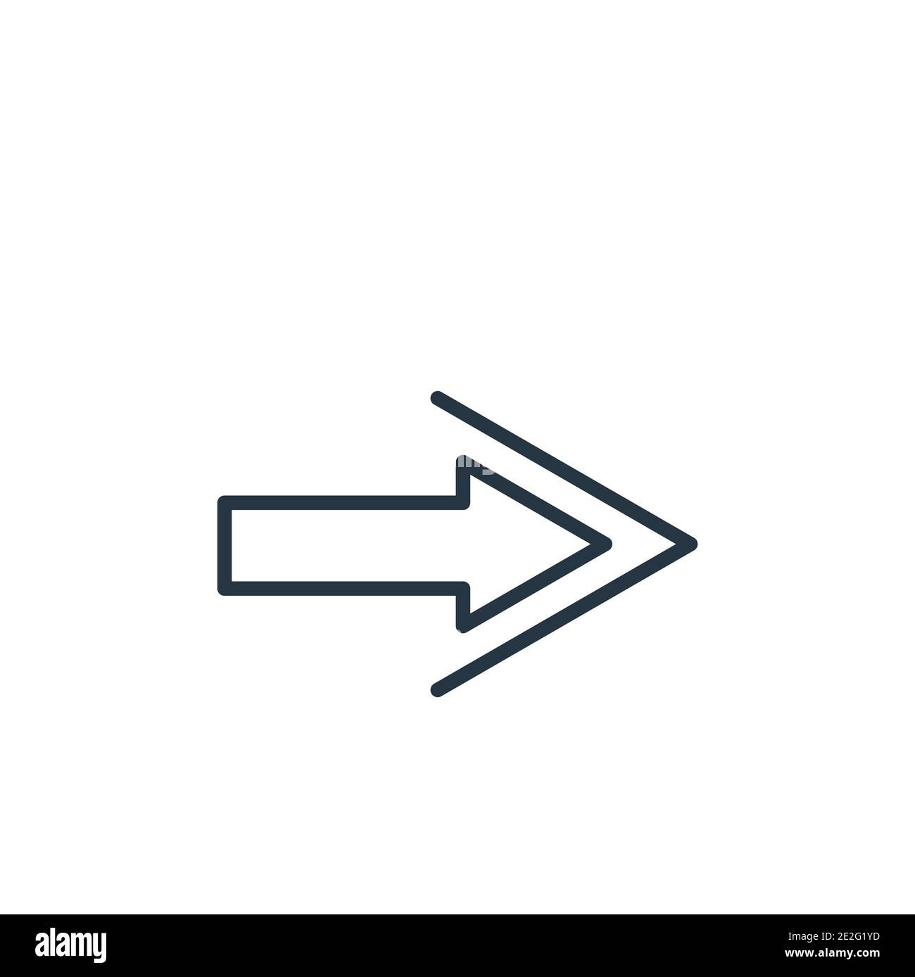 Vektorsymbol für den Rechtspfeil. Dünne Linie schwarzen Pfeil rechts Symbol, flache Vektor einfache Element Illustration aus editierbaren Pfeilen Konzept isoliert auf wh Stock Vektor