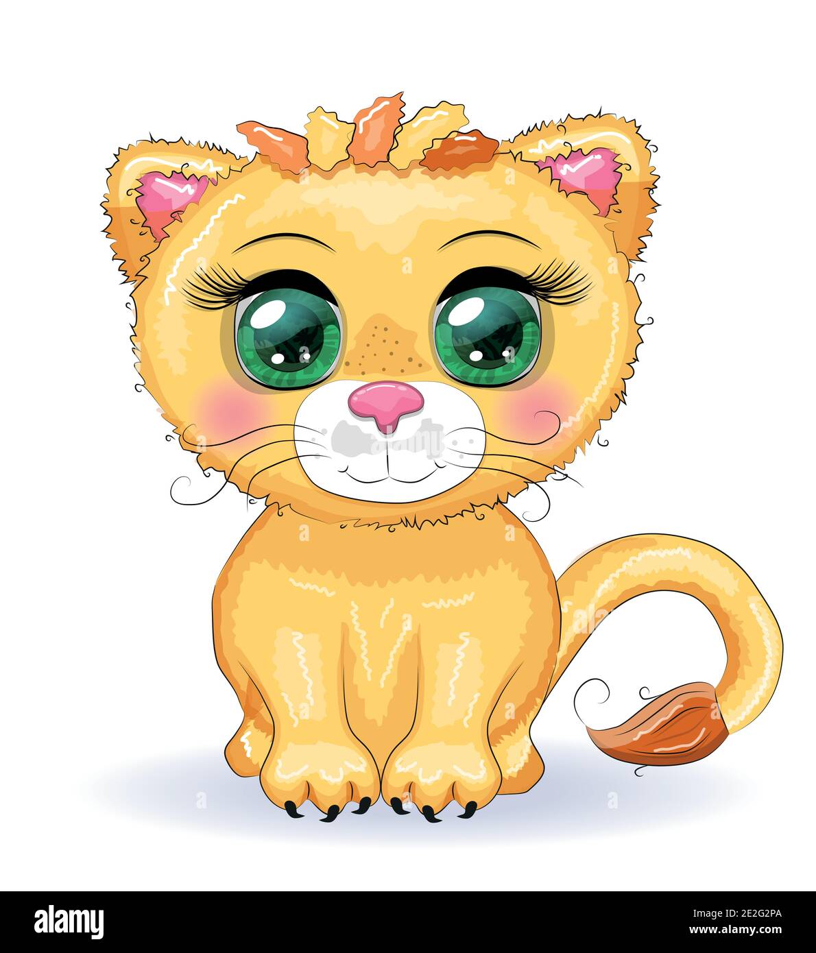 Cartoon Löwin mit ausdrucksstarken Augen. Wilde Tiere, Charakter, kindisch niedlichen Stil. Stock Vektor