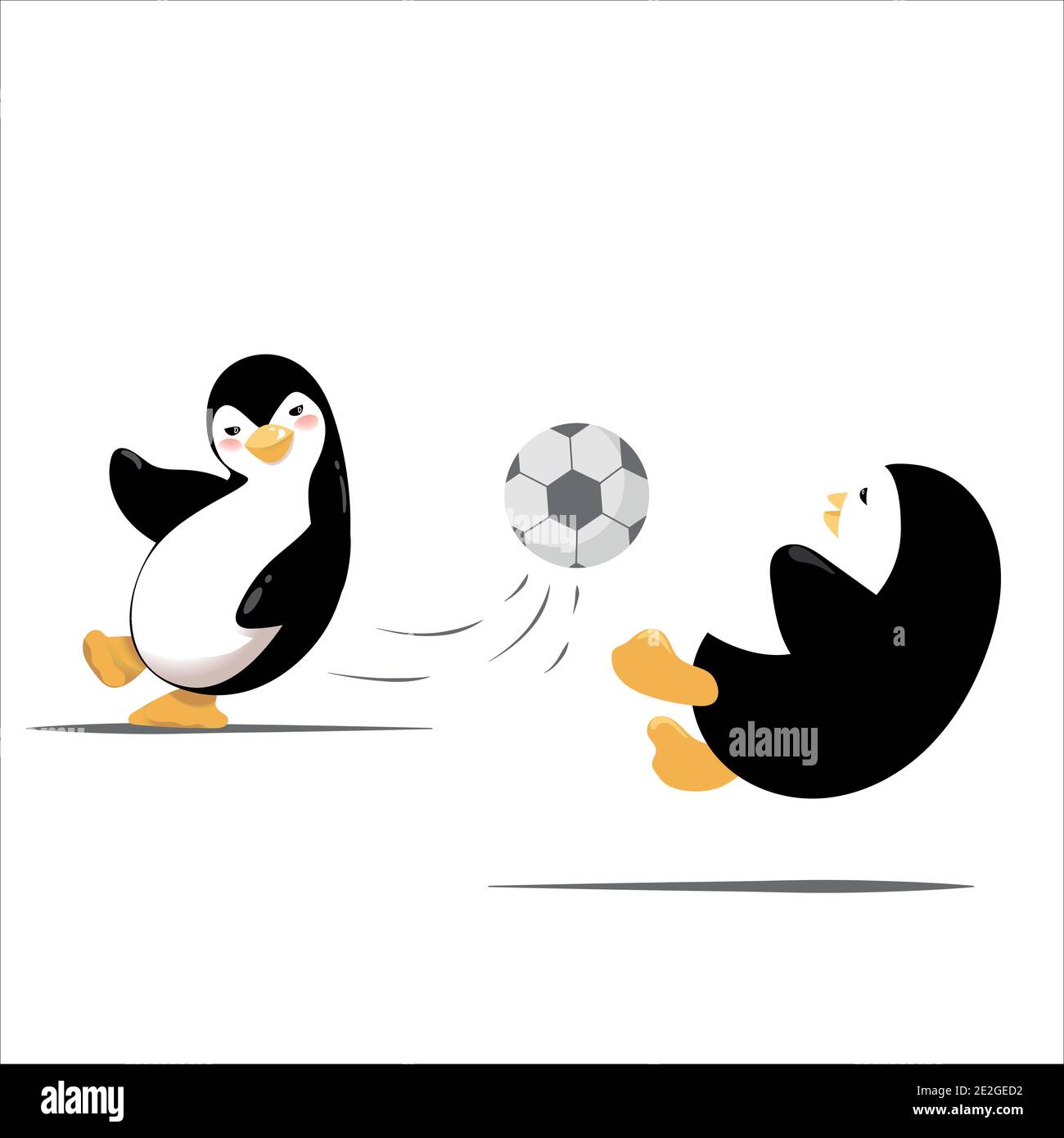 Cartoon Pinguine Spielen Fußball Außerhalb Des Hauses Stock Vektor