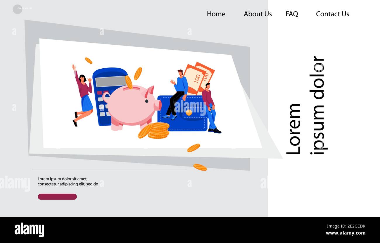 Website Banner Mockup für Geld sparen und leihen flache Vektor-Illustration. Stock Vektor