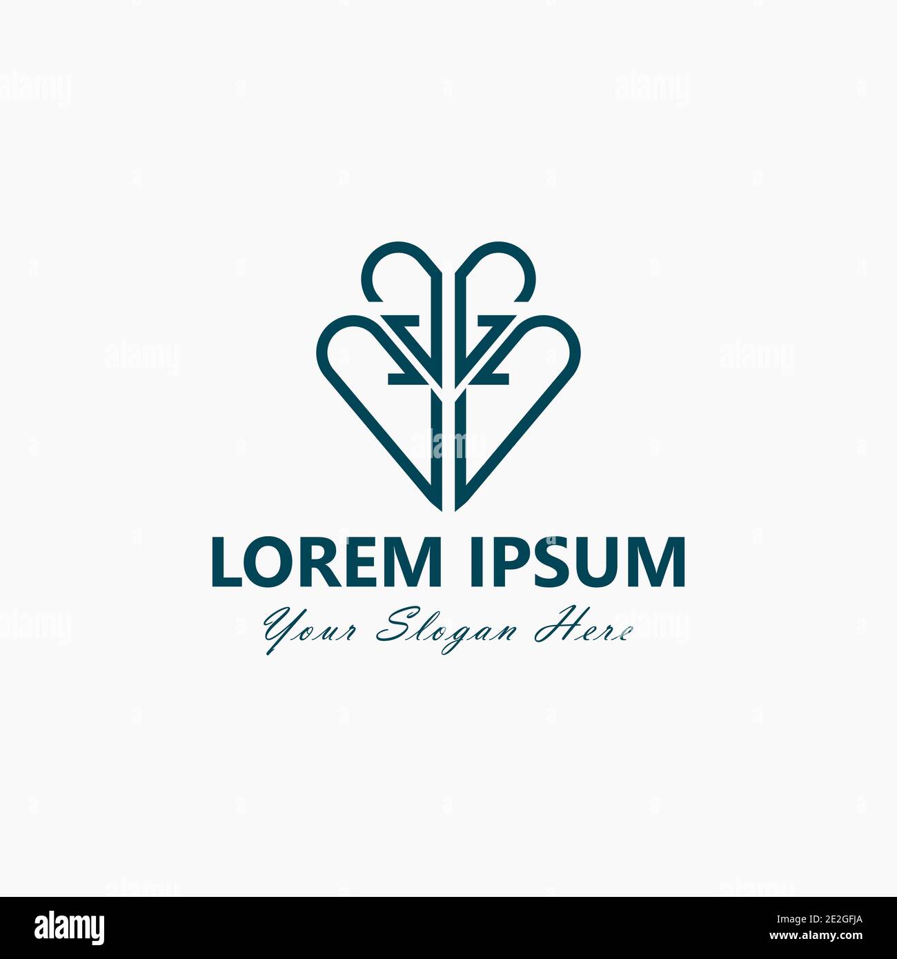 Buchstabe B BB Pfeil Herz Liebe Form Logo Vektor-Vorlage Stock Vektor