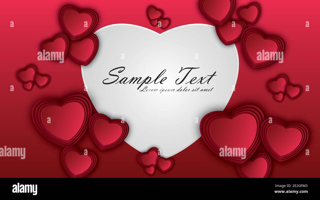 Papierherzen auf rosa Hintergrund. Symbole der Liebe für Happy Valentine's Day Grußkarte Design. Vektorgrafik. Stock Vektor