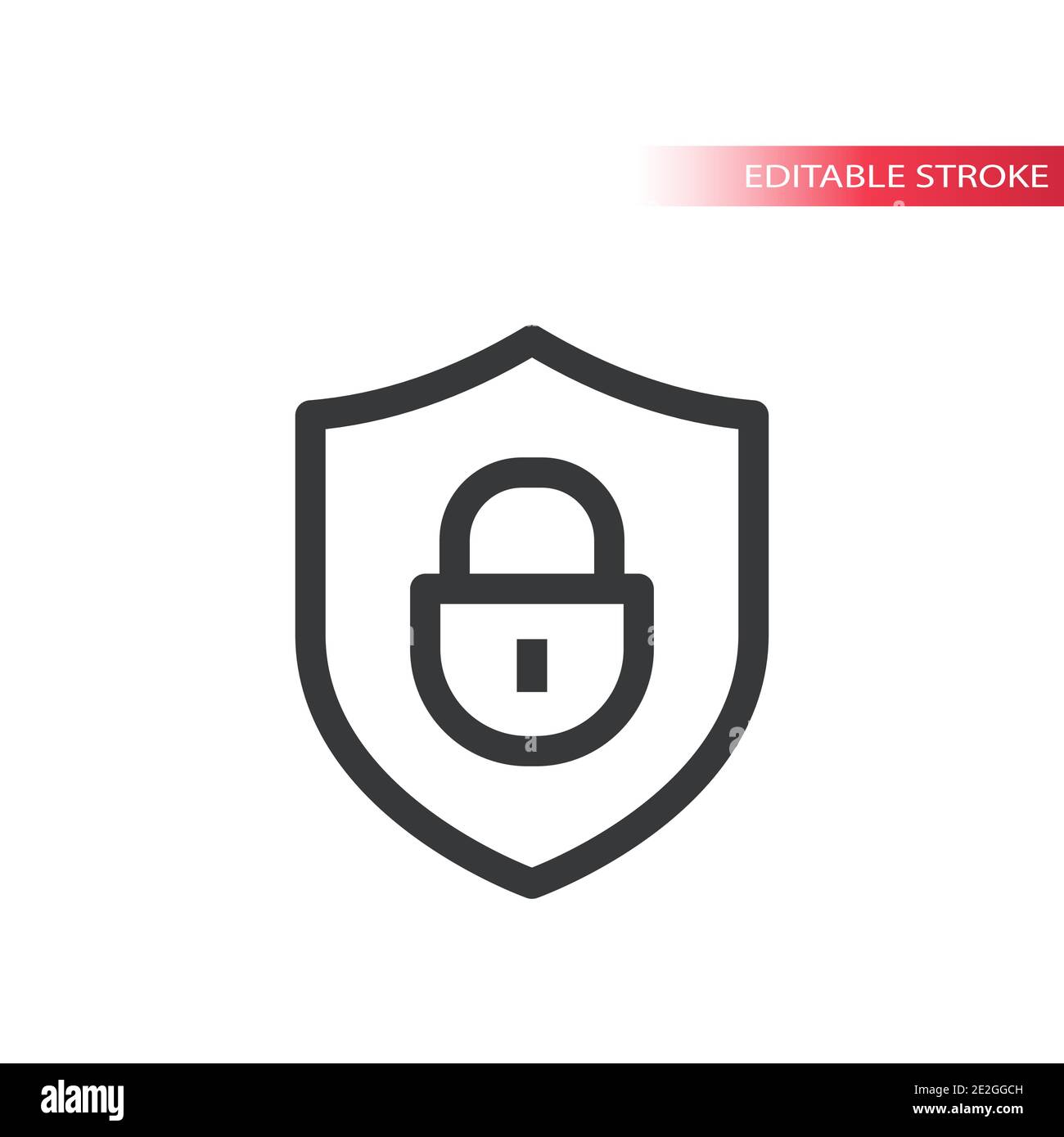 Symbol für Schild und Vorhängeschloss-Linienvektor. Sicherheits- und Sicherheitskonzept Umriss Symbol, editierbare Kontur. Stock Vektor