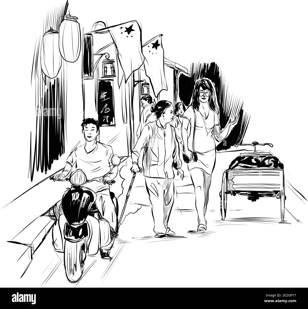 Chinesischer Markt Bereich Lizenzfreie Vektor Clip Art Illustration Stock Vektor