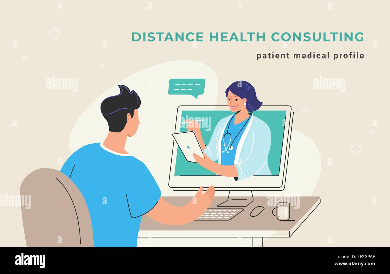 Elektronisches Patientenprofil oder medizinische Online-Beratung Stock Vektor
