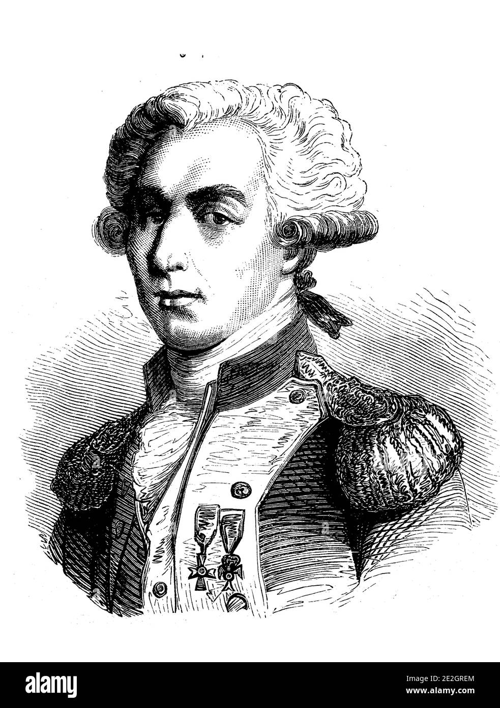 Marie-Joseph-Paul-Yves-Roch-Gilbert du Motier, Marquis de La Fayette oder Lafayette, 6. September 1757 - 20. Mai 1834, ein französischer Général de Division und Politiker / Marie-Joseph-Paul-Yves-Roch-Gilbert du Motier, Marquis de La Fayette oder Lafayette, 6. 1757. - 20. September. Mai 1834, ein französischer Général de Division und Politiker, Historisch, historisch, digital verbesserte Reproduktion eines Originals aus dem 19. Jahrhundert / digitale Reproduktion einer Originalvorlage aus dem 19ten Jahrhundert. Jahrhundert Stockfoto