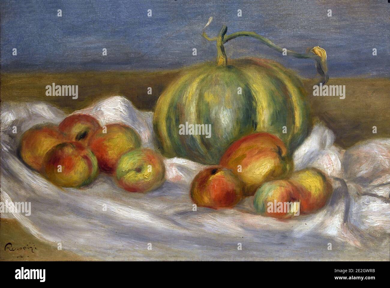 Stillleben mit Melon und Peaches von Auguste Renoir 1841-1919 Frankreich, Französisch, Stockfoto