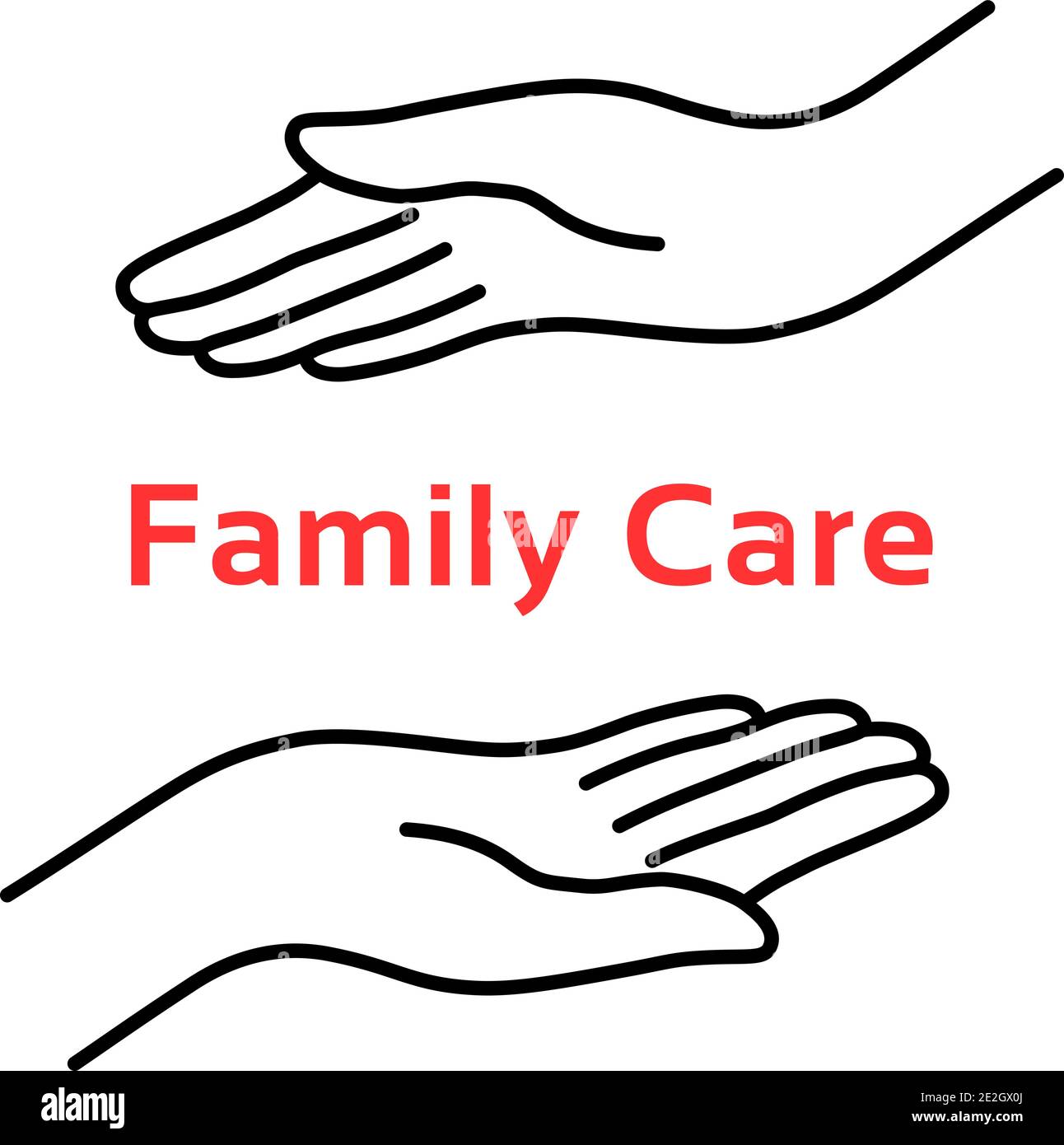 Familienpflege-Logo mit dünner Hand Stock Vektor