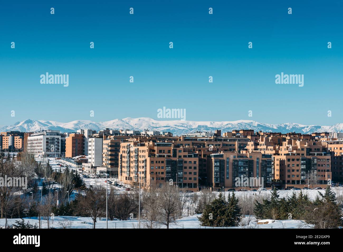 Wohnviertel von Las Tablas, Madrid, Spanien Stockfoto