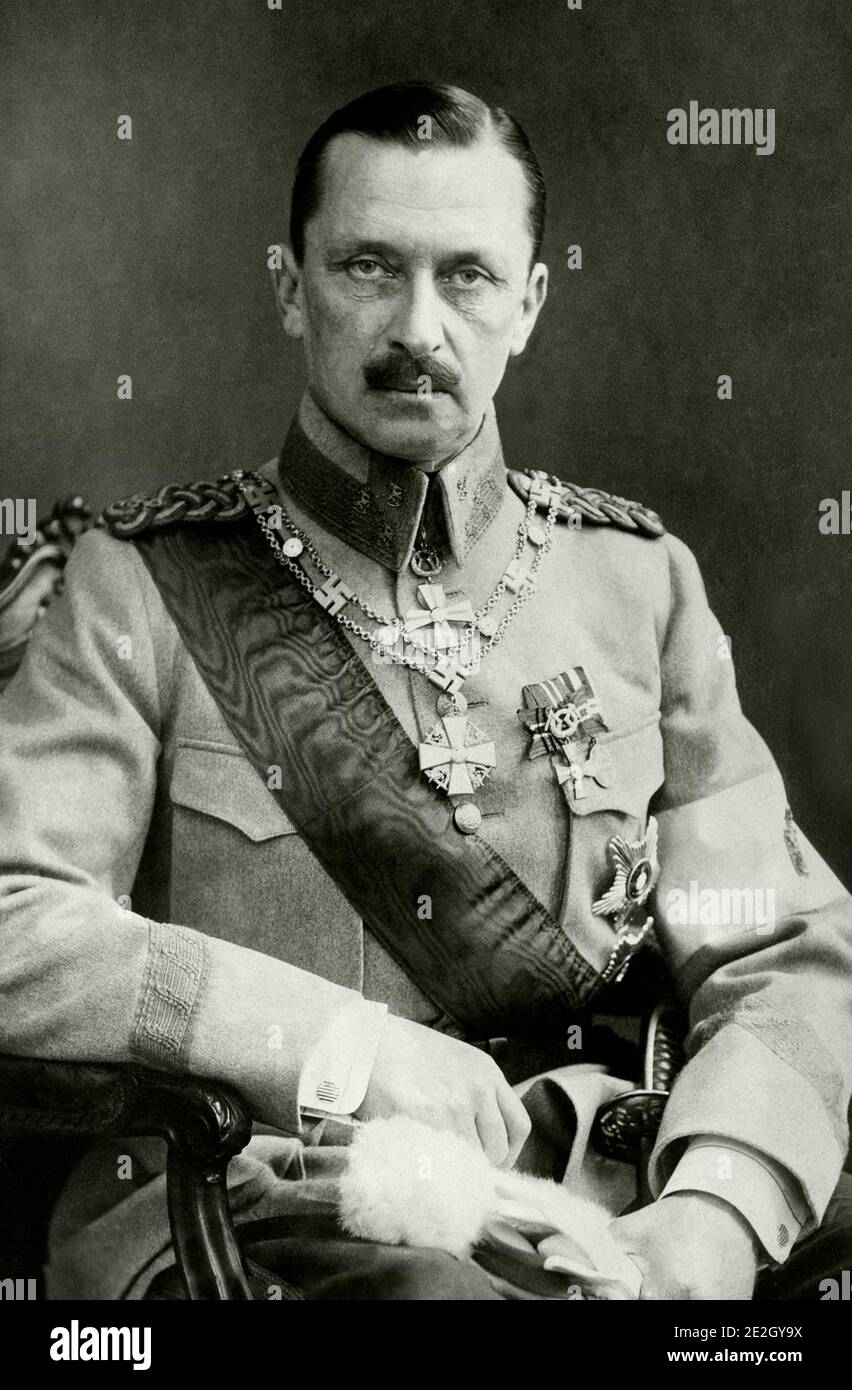 Baron Carl Gustaf Emil Mannerheim (1867 - 1951) war ein finnischer Heerführer und Staatsmann. Mannerheim diente als der militärische Führer der Weißen in Stockfoto
