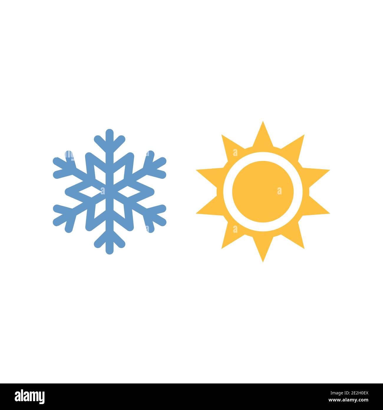 Sonne und Schneeflocke bunte Vektor-Symbol. Wetterprognosesymbole. Stock Vektor