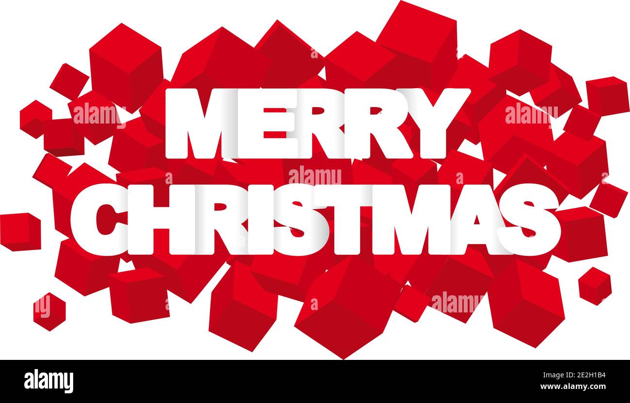 Vektor Frohe Weihnachten mit Text und Geschenke Stock Vektor