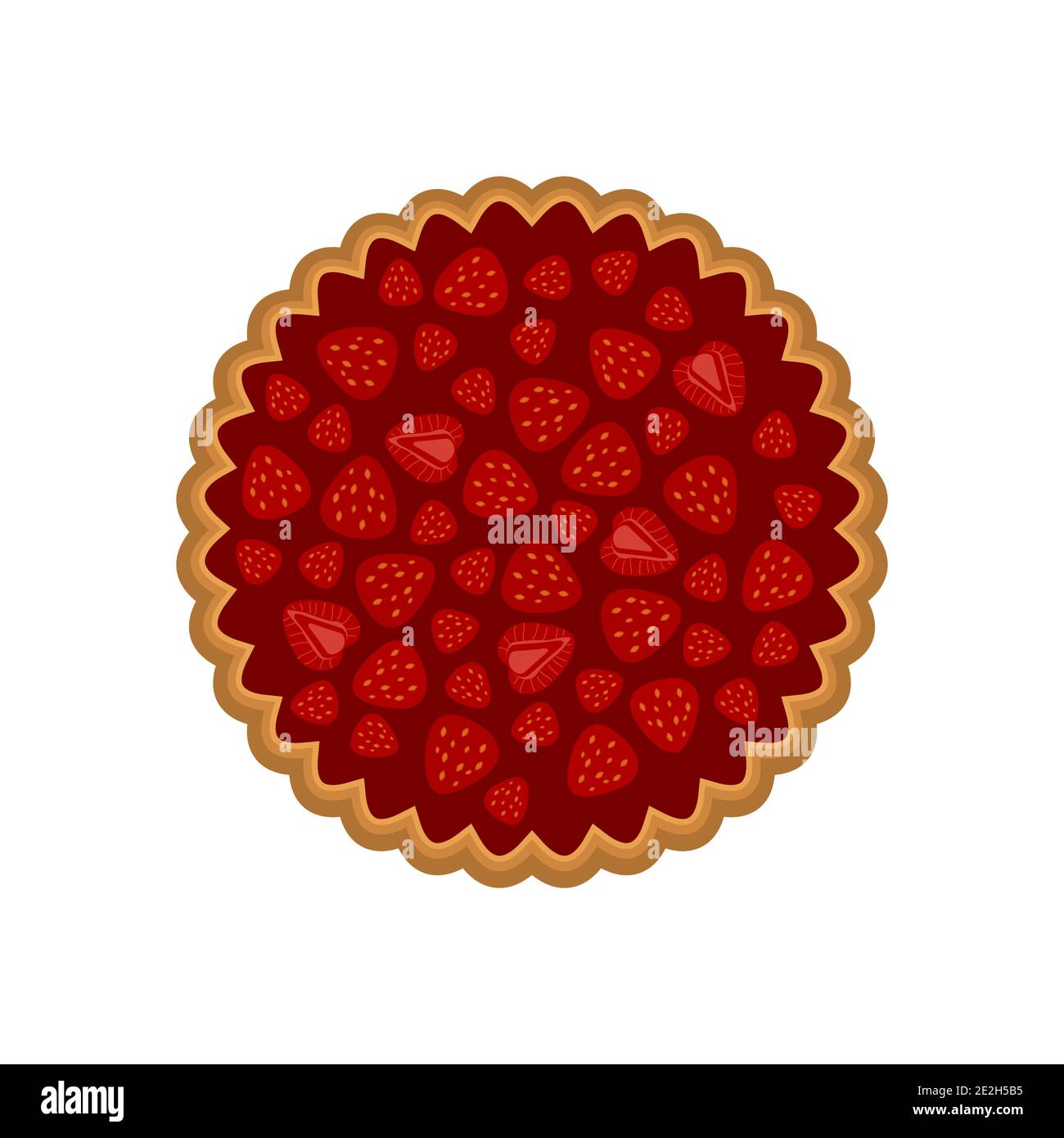 Kuchen mit Erdbeermarmelade isoliert auf weißem Hintergrund. Flacher Cartoon-Stil. Vektorgrafik Stock Vektor