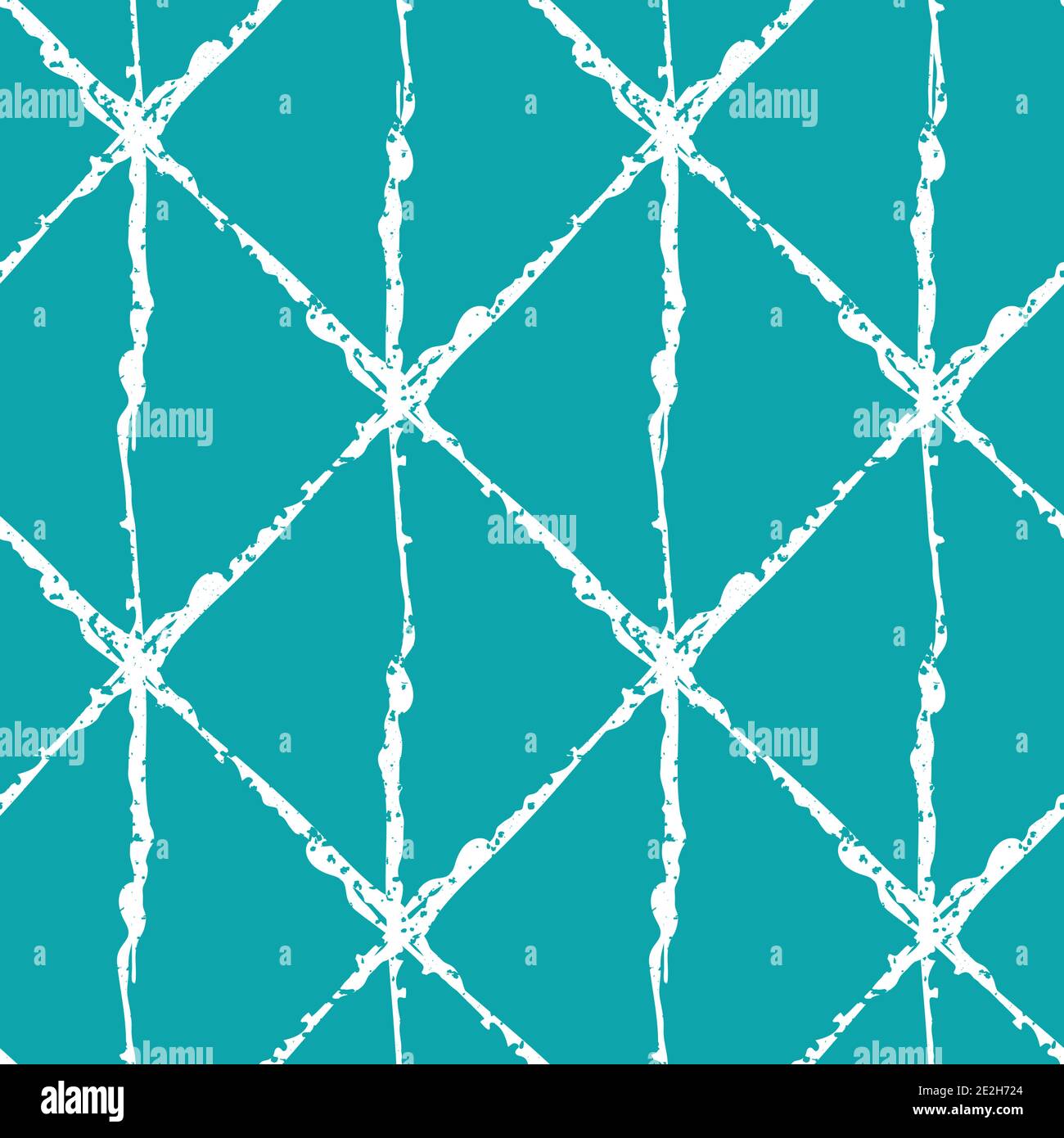 Isometrische Grunge Pinsel Linie Gitter Vektor nahtlose Muster Hintergrund. Minimaler blau-weißer Hintergrund wiederholen. Lineare geometrische vertikale Konstruktion. Modern Stock Vektor