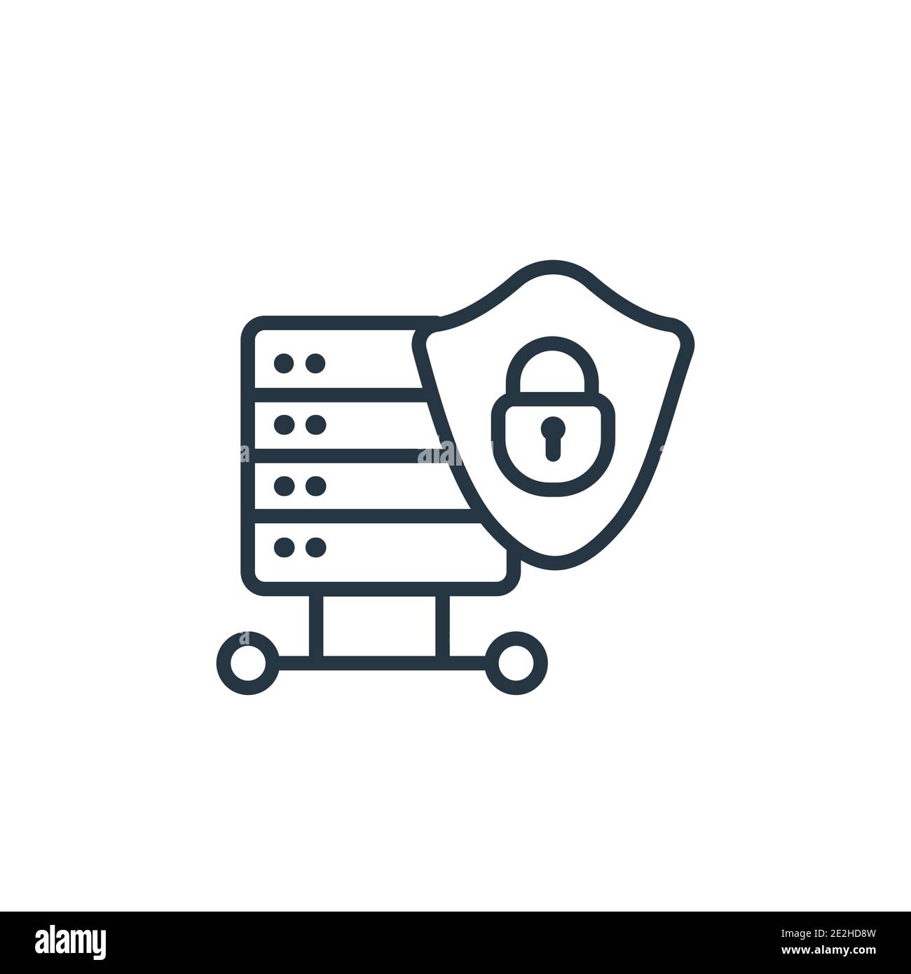 Vektorsymbol für gesperrte Daten. Dünne Linie schwarze Daten gesperrt Symbol, flache Vektor einfache Element Illustration aus editierbaren Netzwerk-Konzept isoliert o Stock Vektor