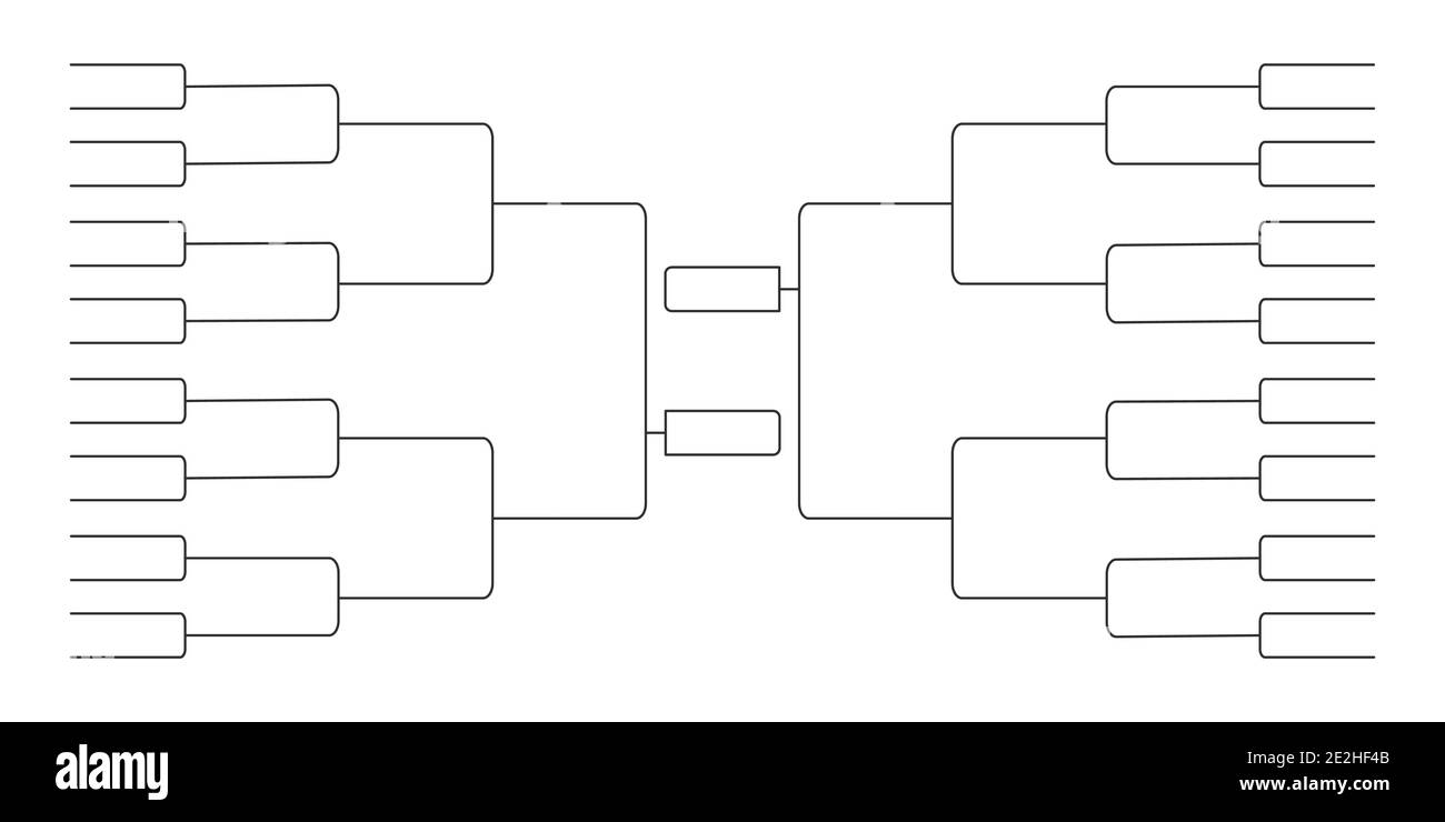 32 Team Turnier Bracket Meisterschaft Vorlage flachen Stil Design Vektor Illustration isoliert auf weißem Hintergrund. Championship Bracket Zeitplan für Stock Vektor