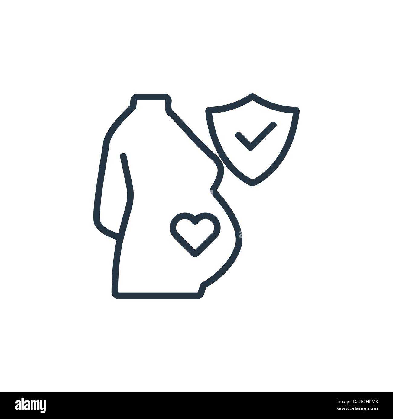 Vektorsymbol für die Schwangerschaftsversicherung. Dünne Linie schwarz Schwangerschaft Versicherung Symbol, flache Vektor einfache Element Illustration von editierbaren Versicherung con Stock Vektor