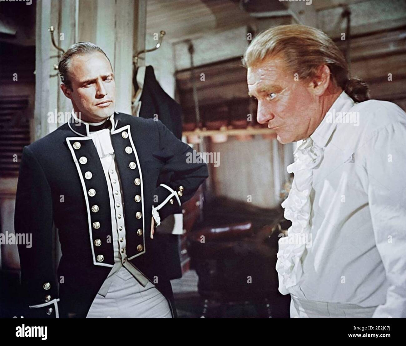 MEUTEREI AUF DEM BOUNTY 1962 MGM Film mit Marlon Brando Als Captain Fletcher Christian und Trevor Howard als Captain William Bligh Stockfoto