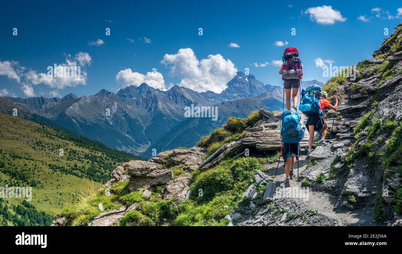 Richtung Malrif Seen, Tour du Queyras, Queyras, Französische Alpen, Frankreich Stockfoto