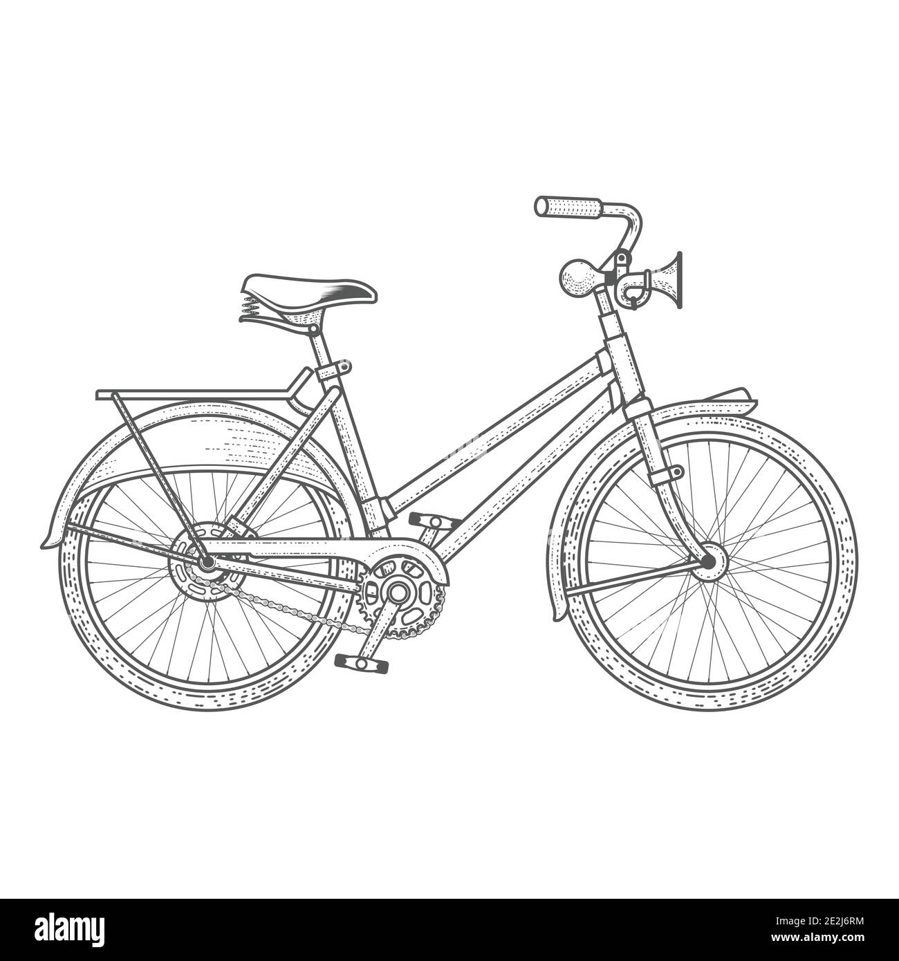 City Fahrrad im Grafikstil, Casual Bike mit Hand Honk, Vektor Stock Vektor