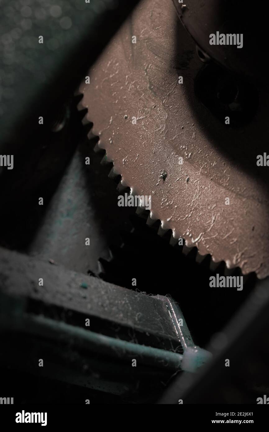 Schmutzige Details der mechanischen Maschine. Stockfoto