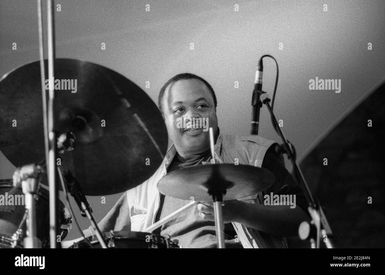 Jeff &#x2018;Tain&#x2019; Watts, Brecon Jazz Festival, Brecon, Wales, Aug 1998. Stockfoto