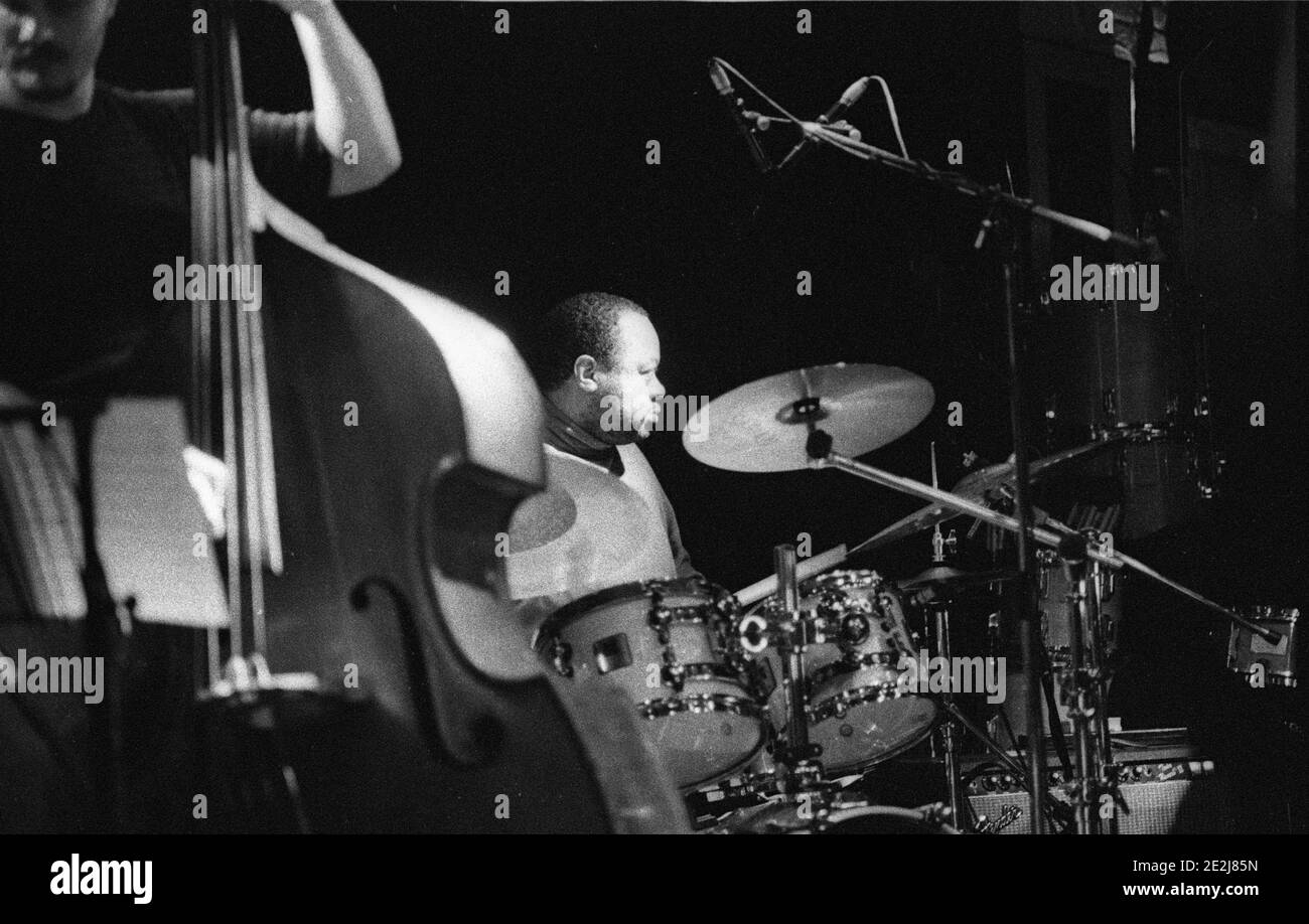 Jeff &#x2018;Tain&#x2019; Watts, Ronnie Scott &#x2019;s Jazz Club, Soho, London, April 2001. Stockfoto