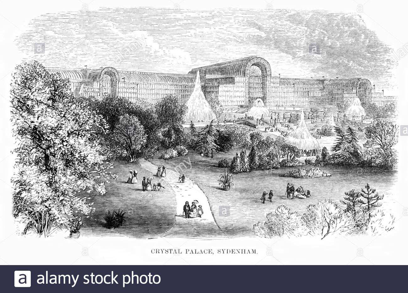 Crystal Palace, Sydenham, England, Vintage Illustration von 1866 Stockfoto