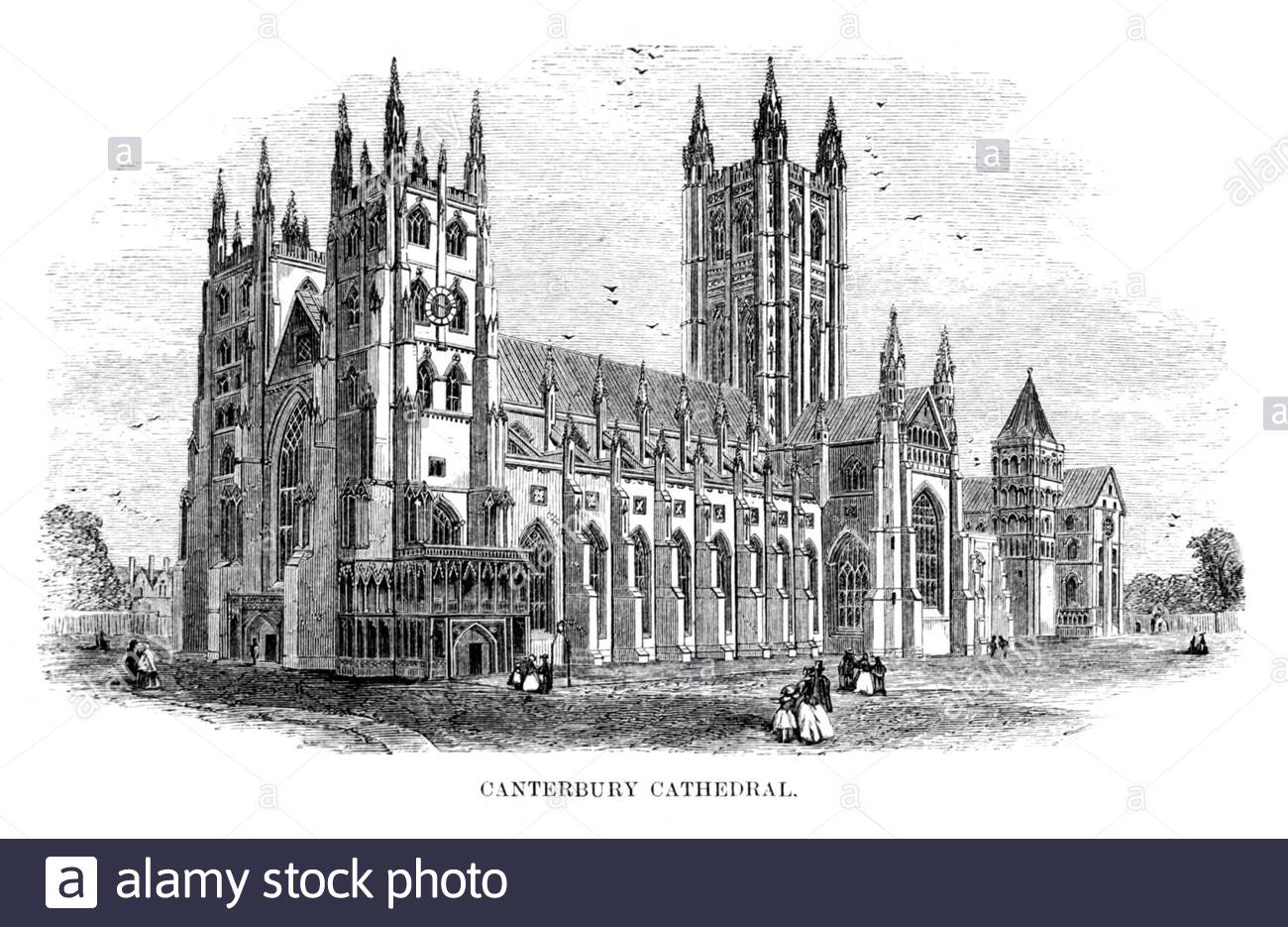 Kathedrale von Canterbury, England, Jahrgangsgravur von 1866 Stockfoto