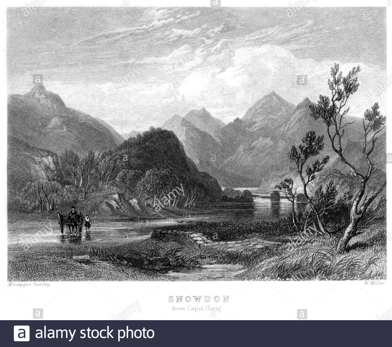 Snowdon aus Capel Curig, Wales, Vintage Illustration von 1866 Stockfoto