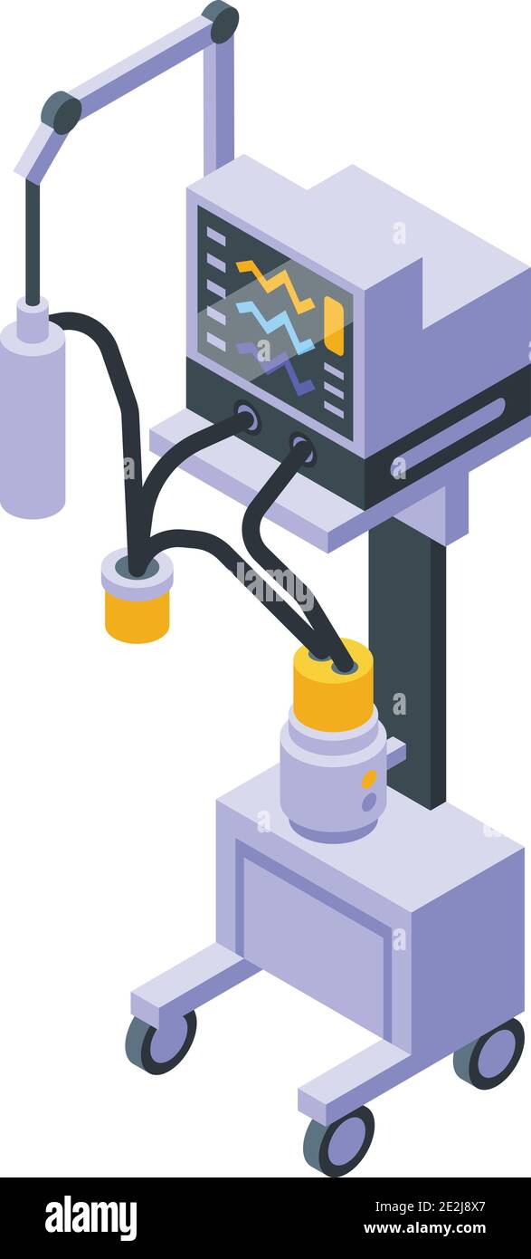 Beatmungssymbol für medizinische Geräte. Isometrisches Vektor-Symbol für Beatmungsgeräte für medizinische Geräte für Web-Design isoliert auf weißem Hintergrund Stock Vektor