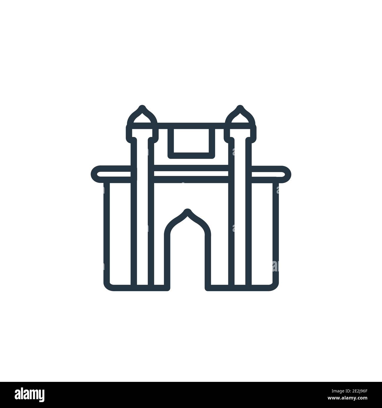 Tor von indien Umriss Vektor-Symbol. Dünne Linie schwarzes Tor von indien Symbol, flache Vektor einfache Element Illustration aus editierbaren indien Konzept isoliert st Stock Vektor