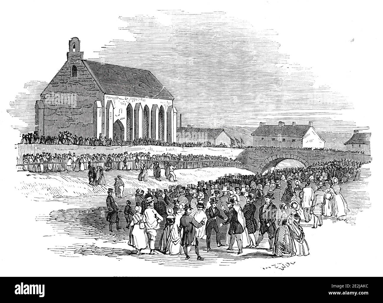 Die Explosion der Kolonie Haswell - die Beerdigung der Toten, 1844. Am 28. September 1844 wurden 95 Männer und Jungen bei einer Explosion in Haswell Colliery in der Grafschaft Durham getötet. "Die von der Flamme getötet wurden geschwärzt und versengt, einige kaum erkennbar sogar an ihren nächsten Beziehungen...die getötet von&#xa0;Choke feucht&#xa0;zeigte keinen Ausdruck von Schmerz. Zwanzig Putter wurden gefunden, die Hand in Hand zusammengeklemmt lagen, zusammengeklemmt in jenem langen letzten Todesschlaf". In einer Straße verlor jedes Haus außer einem geliebten Menschen. Eine Untersuchung ergab, dass die Explosion durch&#xa0;Kohlenstaub&#xa0;Zündung verursacht wurde. Von &q Stockfoto