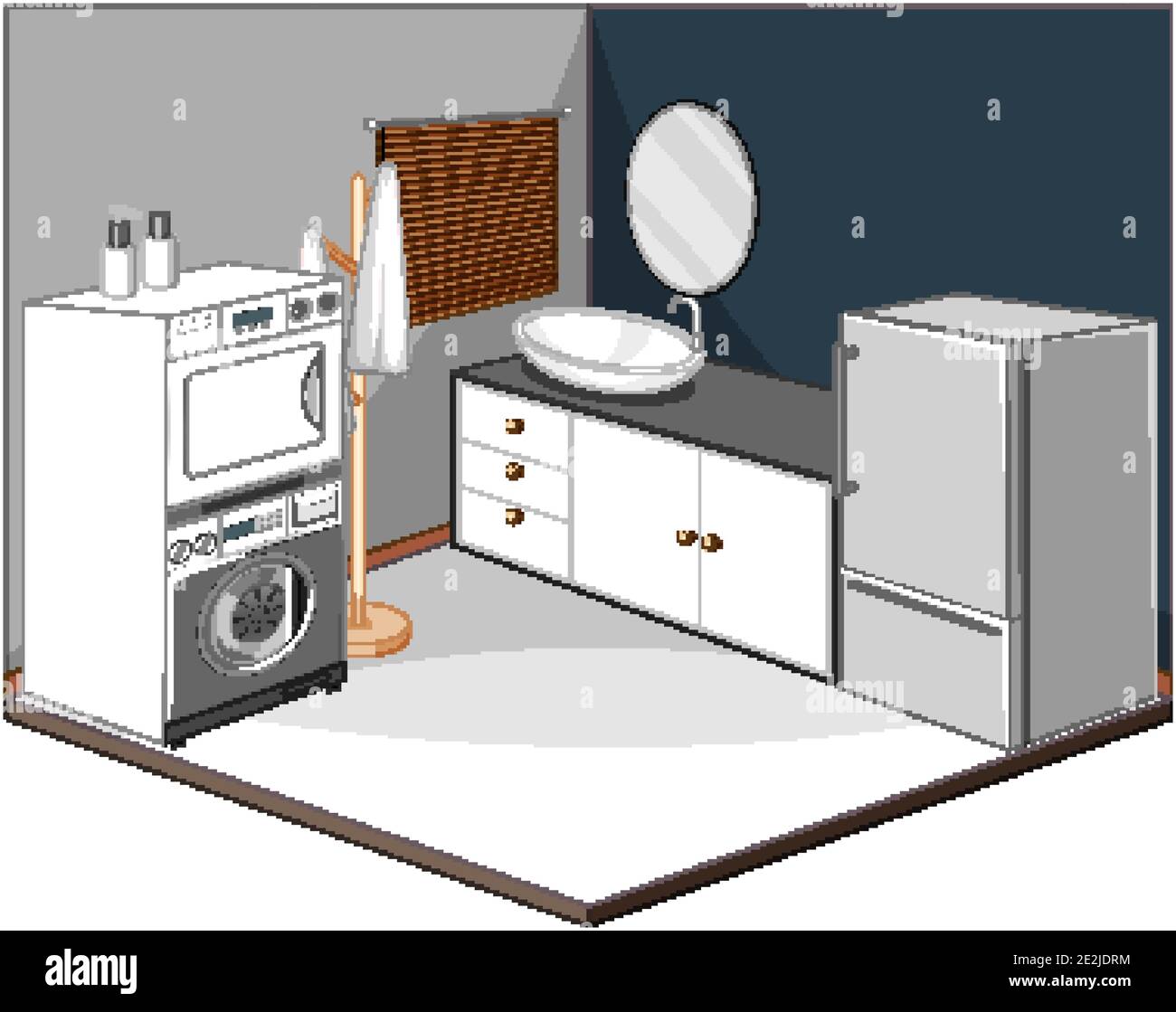 Waschküche Interieur mit Möbeln Illustration Stock Vektor