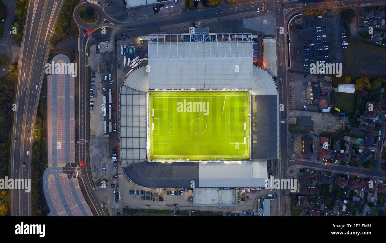 Eine Luftaufnahme der Elland Road, Heimstadion von Leeds United