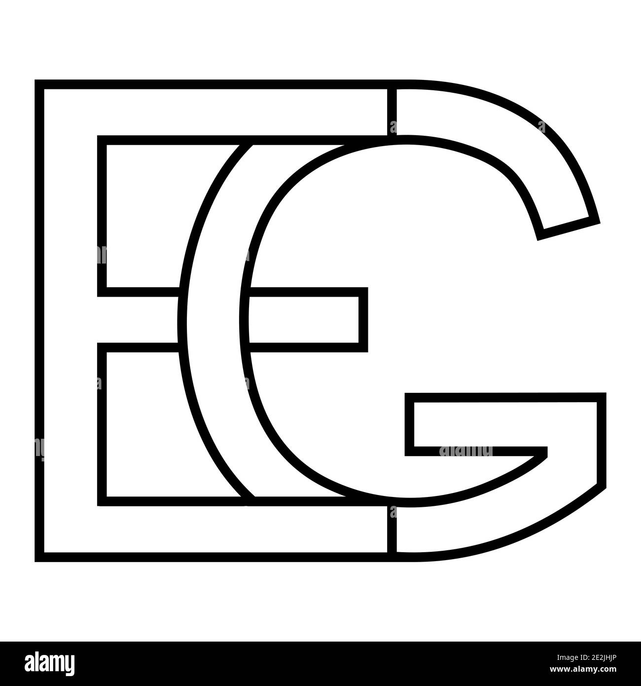 Logo Zeichen EG und ge Symbol Zeichen interlaced Buchstaben G, E Vektor Logo EG, ge erste Großbuchstaben Muster Alphabet e, g Stock Vektor