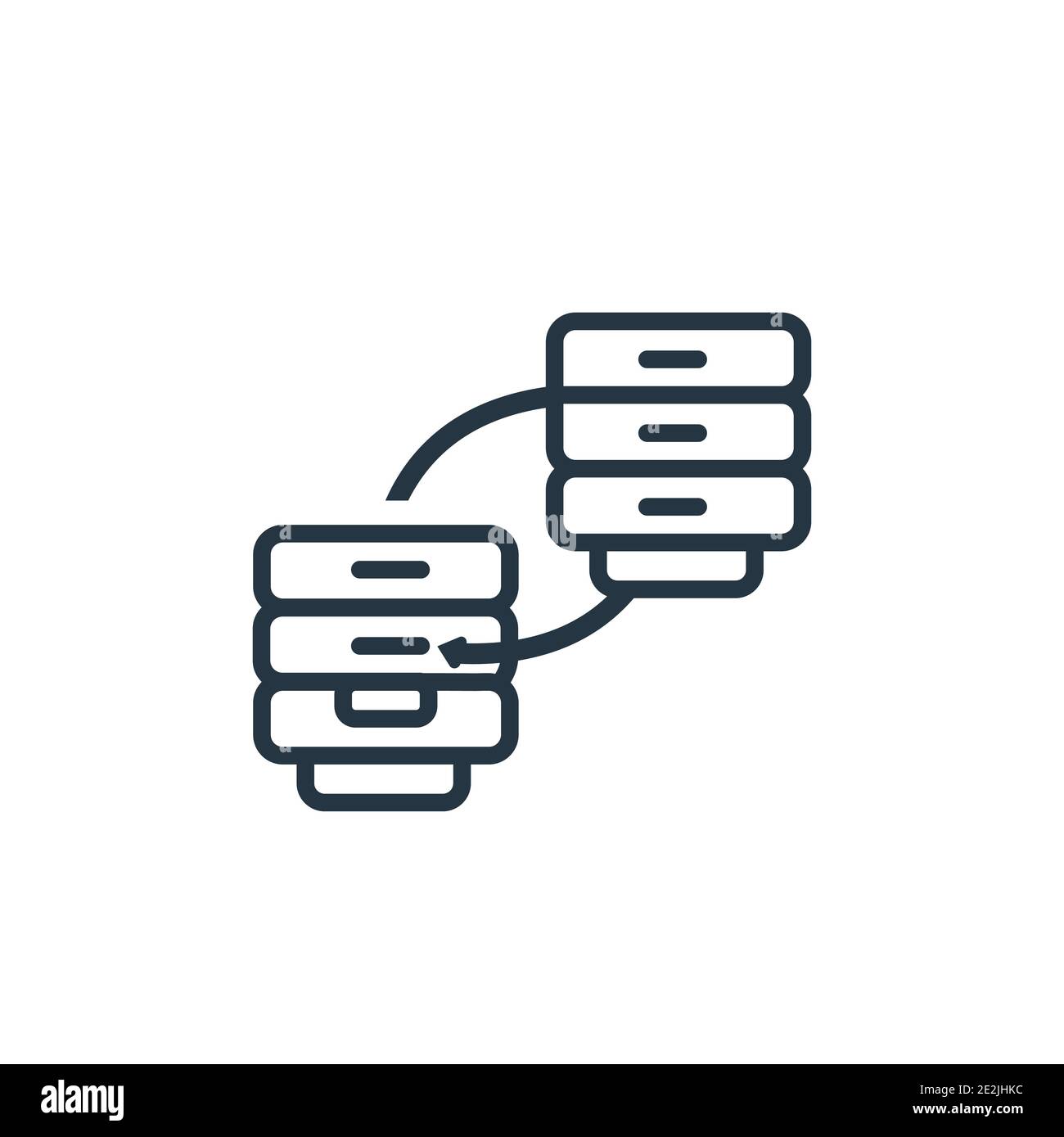 Symbol für den Umrissvektor für die Datenübertragung. Dünne Linie schwarze Datentransfer-Symbol, flache Vektor einfache Element Illustration aus editierbaren Netzwerk-Konzept Isolat Stock Vektor