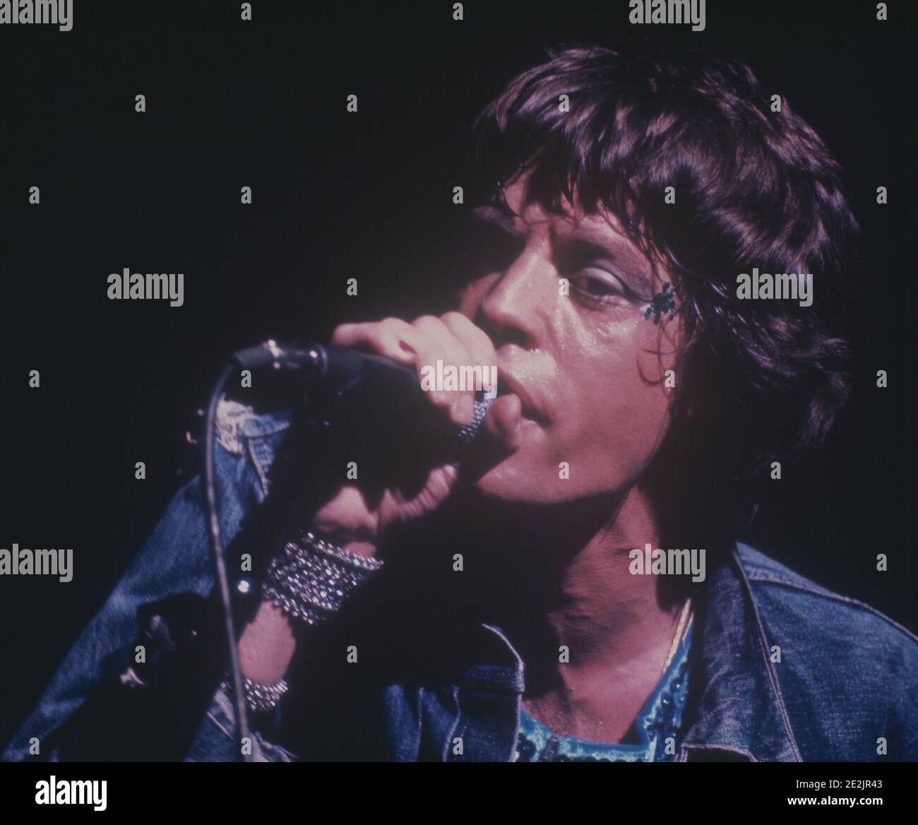 Berühmtheit. Rockstar-Sänger. Mick Jagger. 1970. Die Rolling Stones im Konzert. Stockfoto
