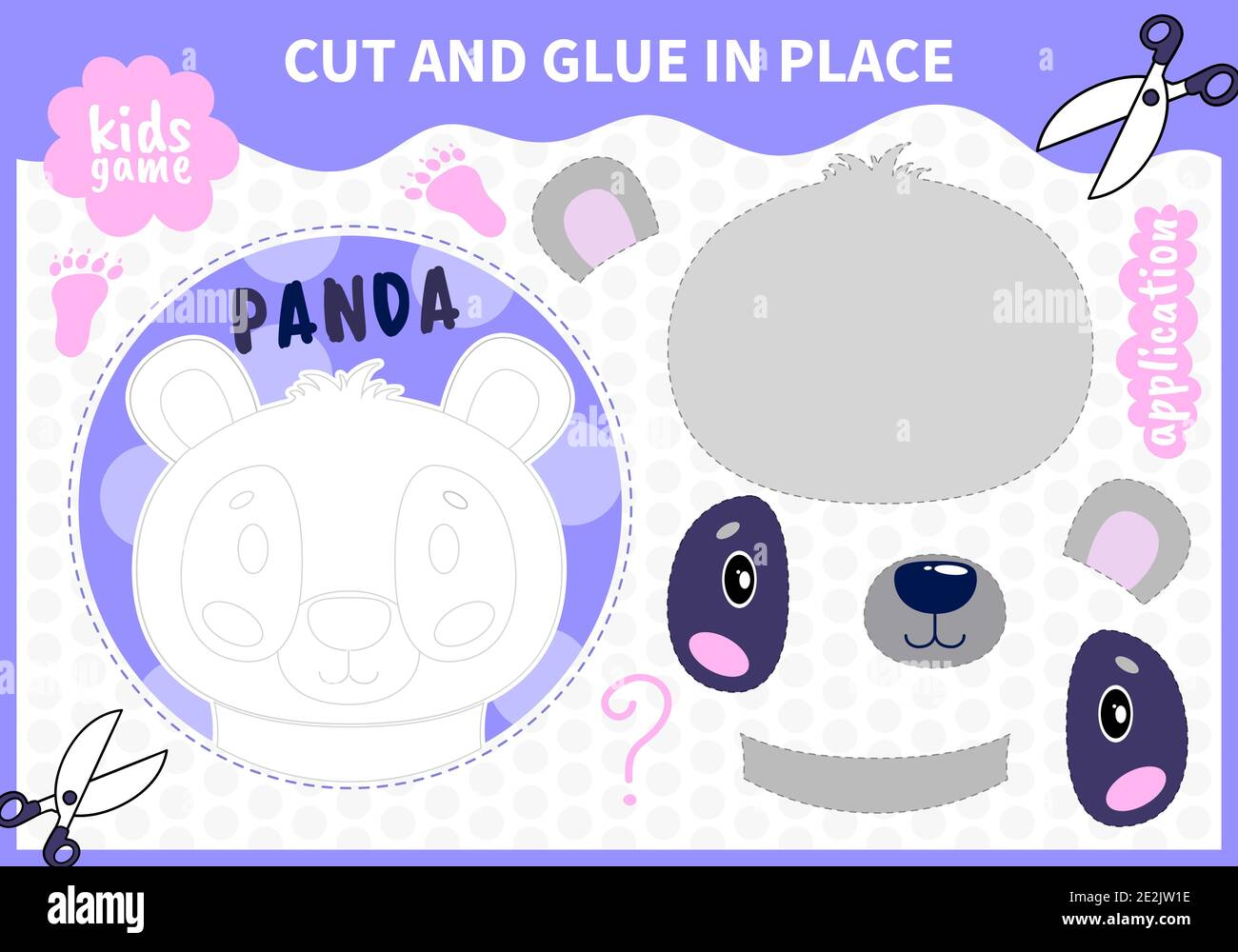 Kinder Bord Tier Spiel applique geschnitten und Kleber an Ort und Stelle Für Vorschulkinder und Grundschüler Arbeitsblätter.Seite lesen und übereinstimmen Für Kinder Stock Vektor